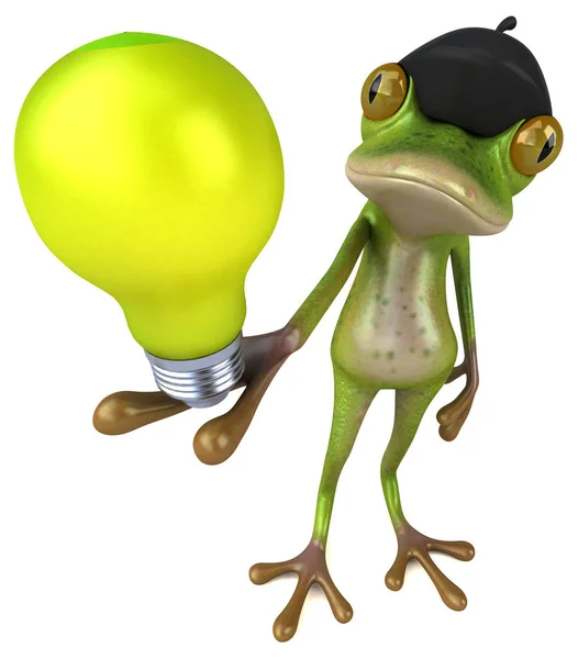 Lustiger Frosch Mit Lampe Illustration — Stockfoto