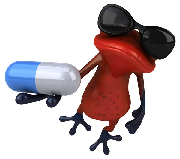 Rana Divertente Con Pillola Illustrazione — Foto Stock