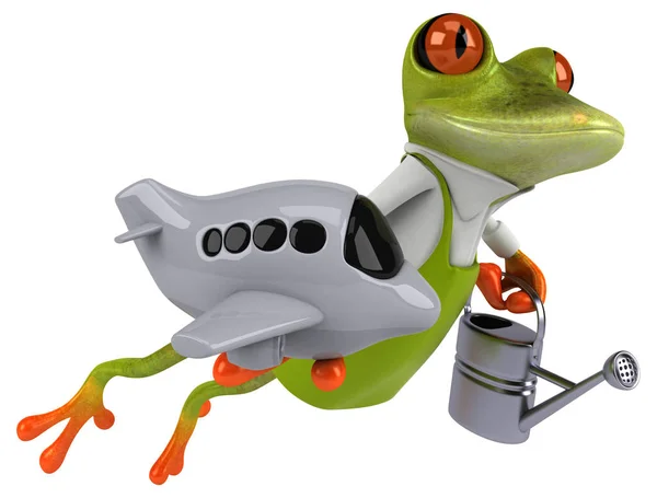 带平面3D图解的有趣青蛙 — 图库照片