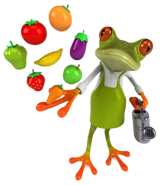 Grenouille Amusante Aux Fruits Légumes Illustration — Photo