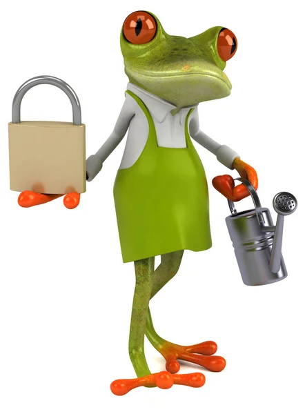 有趣的青蛙与挂锁 — 图库照片
