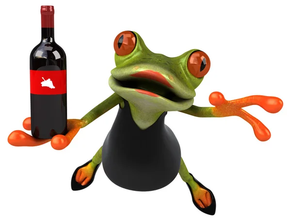 Frosch Mit Wein Illustration — Stockfoto