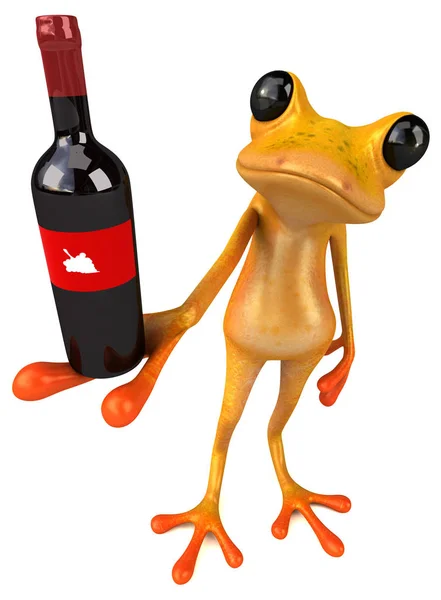 Frosch Mit Wein Illustration — Stockfoto
