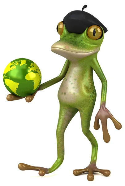 Fun Frog Globe Illustration — Stock Photo, Image