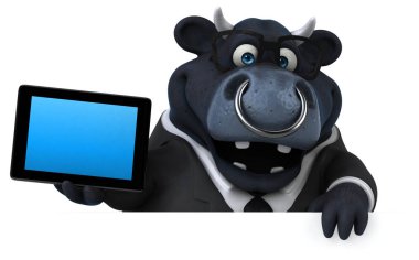 Eğlenceli çizgi film karakteri ile tablet - 3d çizim