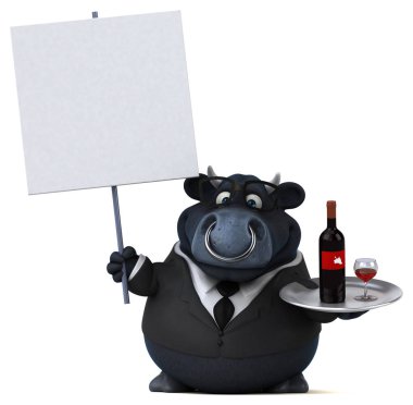 Şaraplı komik çizgi film karakteri - 3D İllüstrasyon