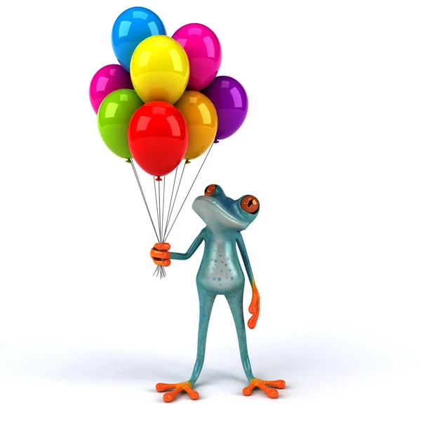 Rolig Tecknad Figur Med Ballonger Illustration — Stockfoto