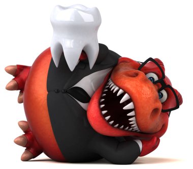Eğlenceli çizgi film karakteri ile diş - 3d çizim