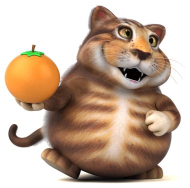 Turuncu - 3d çizim ile eğlenceli çizgi film karakteri