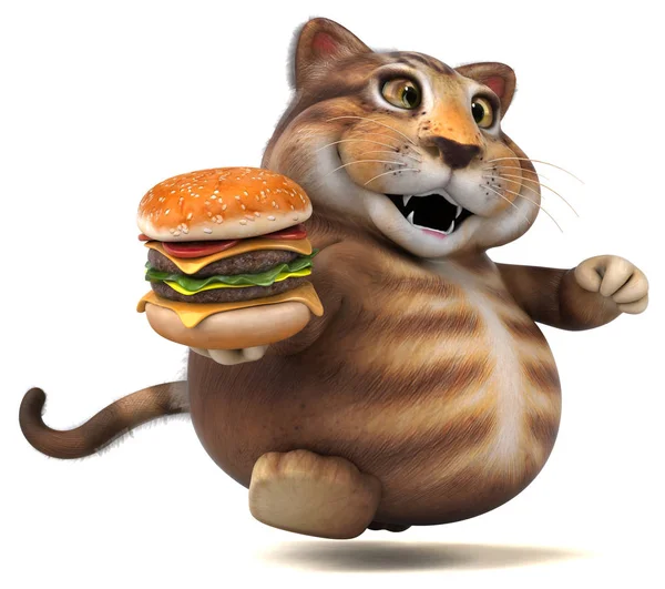 Postać Kreskówki Zabawa Hamburger Ilustracja — Zdjęcie stockowe