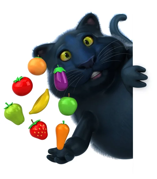 Leuke Kat Met Fruit Illustratie — Stockfoto