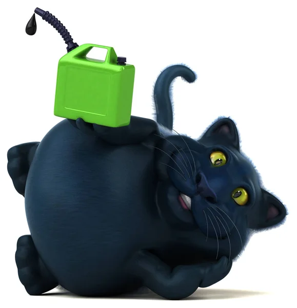 Gato Divertido Com Óleo Ilustração — Fotografia de Stock
