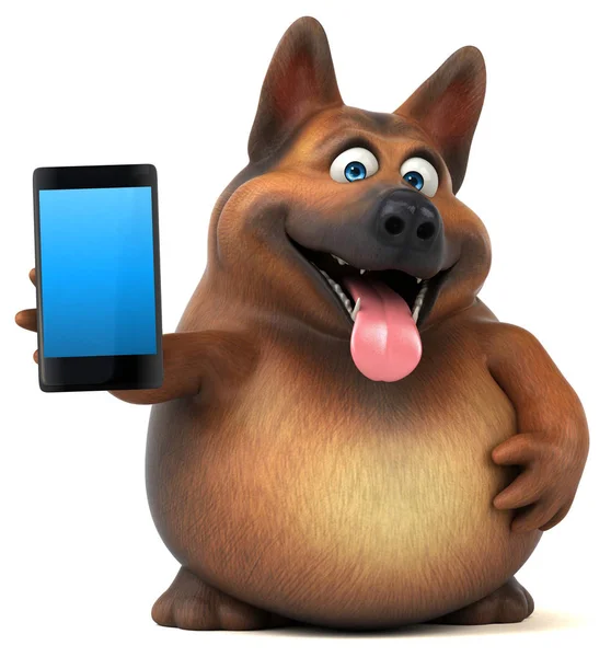Tysken Fåraherde Hund Med Smartphone Illustration — Stockfoto