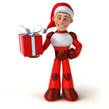 Eğlenceli Super Noel Baba ile hediye - 3d çizim