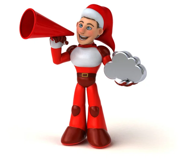 Leuke Super Santa Claus Met Wolk Illustratie — Stockfoto