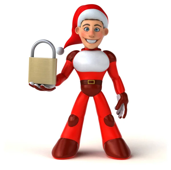 Diversão Super Papai Noel Com Bloqueio Ilustração — Fotografia de Stock