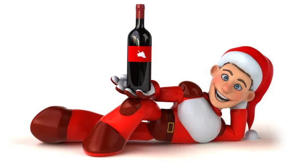 Super Père Noël Amusant Avec Vin Illustration — Photo