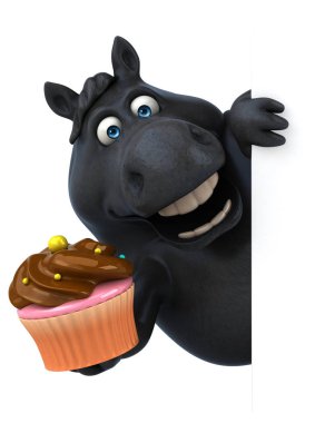 Komik karikatür karakter ile cupcake - 3d çizim