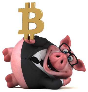 Bitcoin - 3d çizim ile eğlenceli domuz