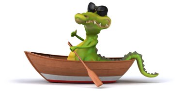 Eğlenceli timsah - 3d çizim tekne