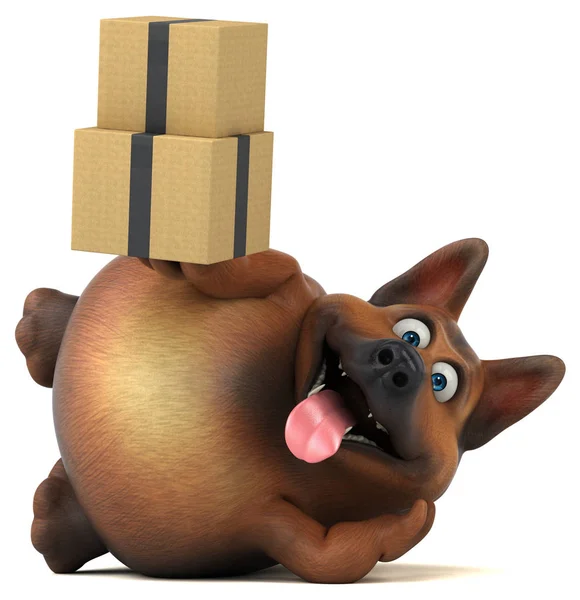 Schäferhund Mit Boxen Illustration — Stockfoto