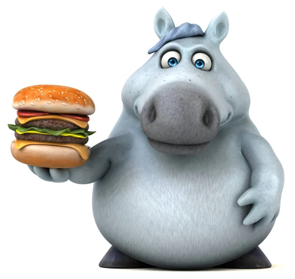 Hamburger - 3d çizim ile eğlenceli çizgi film karakteri 