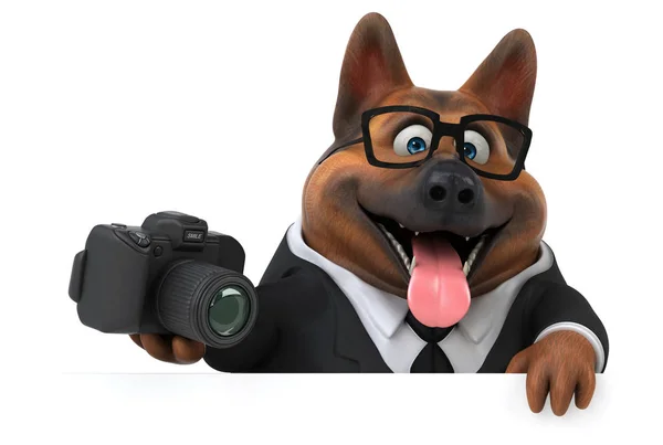 Duitse Herder Hond Met Camera Illustratie — Stockfoto