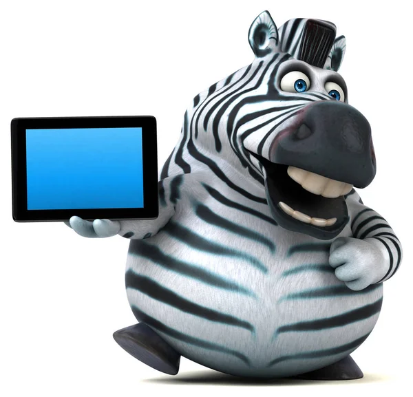 Zebra Divertida Com Tablet Ilustração — Fotografia de Stock