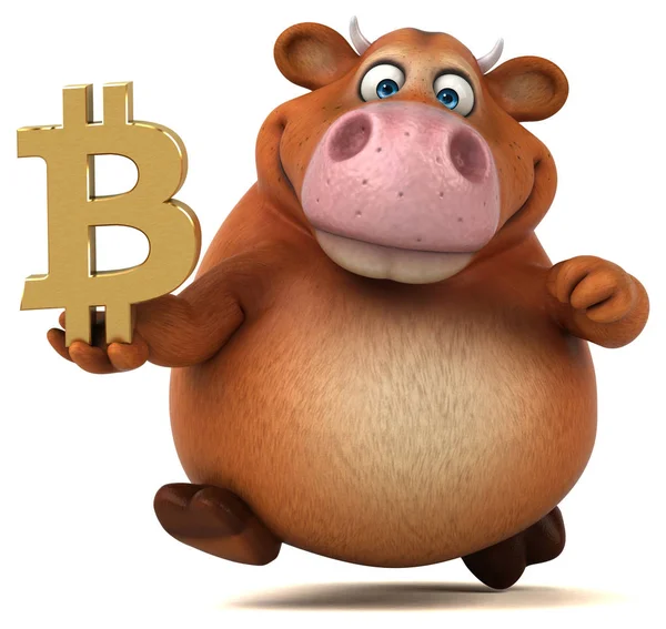 Bitcoin - 3d çizim ile eğlenceli çizgi film karakteri