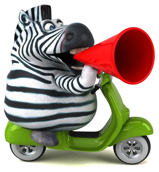 Spaß Zebra Mit Roller Illustration — Stockfoto