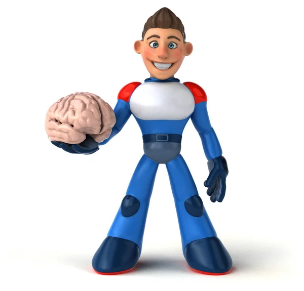 Divertido Personaje Dibujos Animados Con Cerebro Ilustración —  Fotos de Stock