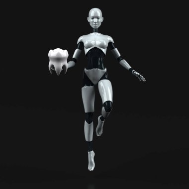 Eğlenceli çizgi film karakteri ile diş - 3d çizim