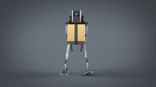 带盒式3D 动画的机器人三维生成设计 — 图库视频影像