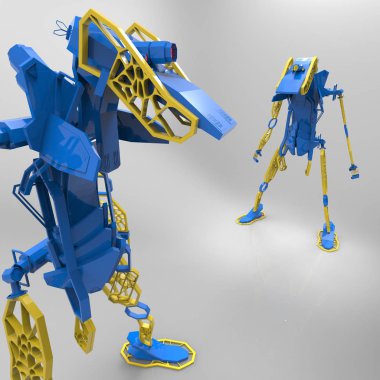 3D generative design of a robots - 3D Illustration clipart