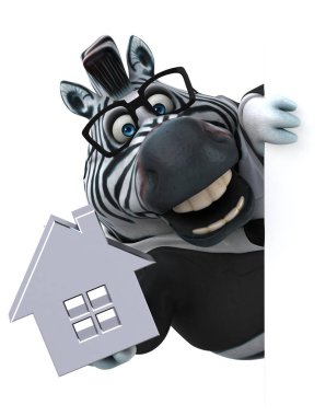 Eğlenceli çizgi film karakteri ile ev - 3d çizim