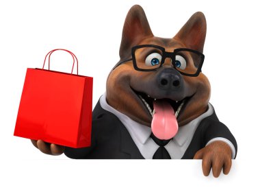 Alman çoban köpeği ile çanta - 3d çizim