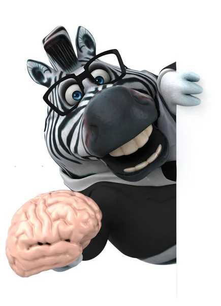 Leuk Personage Met Brain Illustratie — Stockfoto