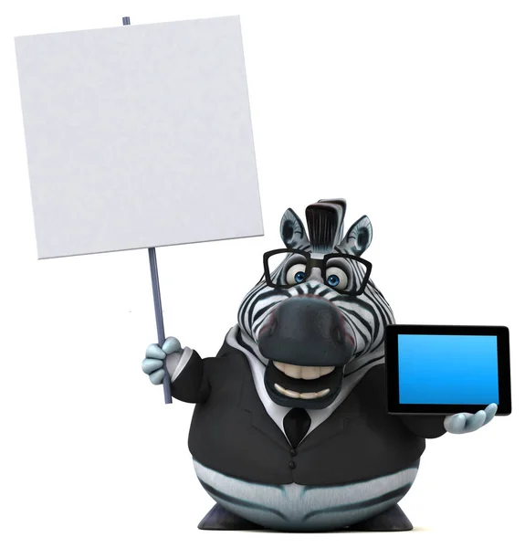Fun Cartoon Character Tablet Illustration — Stock Photo, Image