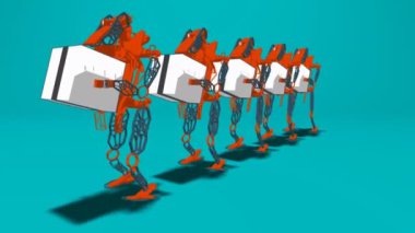robotlar ile kutuları - 3d animasyon 3D generatif tasarım 