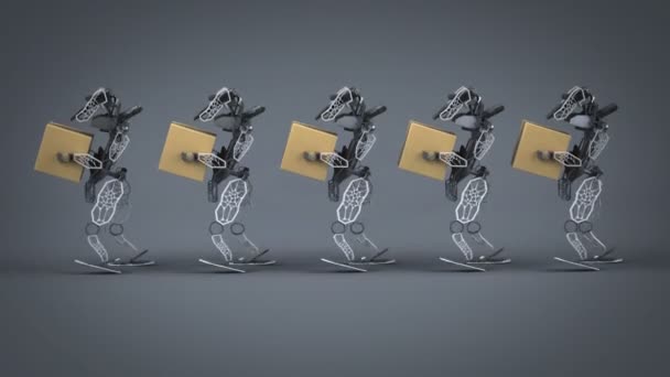 Generatives Design Von Robotern Mit Boxen Animation — Stockvideo