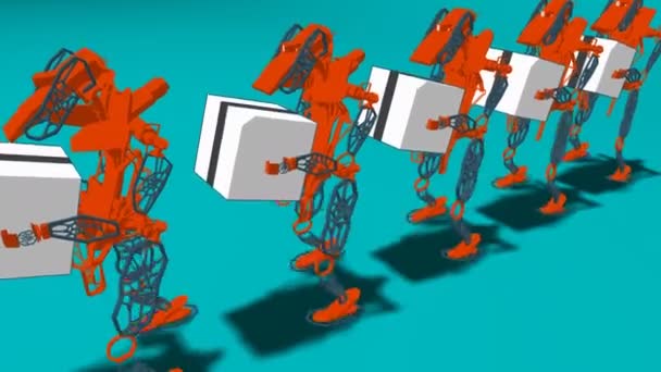 Generative Design Robots Boxes Animation — Stock Video
