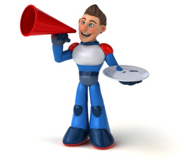 Eğlenceli çizgi film karakteri ile plaka - 3d çizim