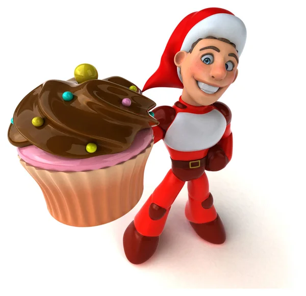 Personaggio Cartone Animato Con Cupcake Illustrazione — Foto Stock