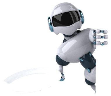 Eğlenceli çizgi film karakteri ile plaka - 3d çizim