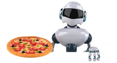 Pizza - 3d çizim ile eğlenceli çizgi film karakteri  