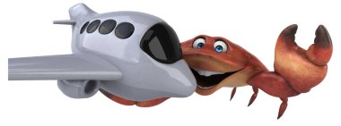 çizgi film karakteri ile uçak - 3d çizim