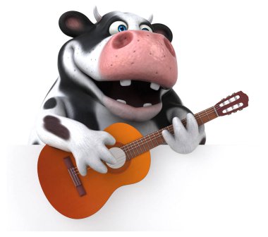 Gitar - 3d çizim ile eğlenceli çizgi film karakteri