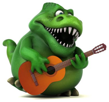 Gitar - 3d çizim ile eğlenceli çizgi film karakteri