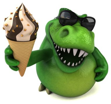 Dondurma ile eğlenceli dinozor - 3d İllüstrasyon
