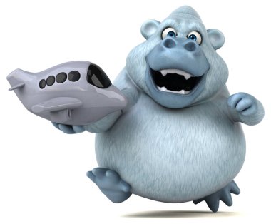 çizgi film karakteri ile uçak - 3d çizim